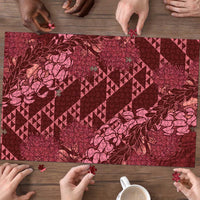 Maroon Aloha Hawaii Puzzle Hawaiian Kakau Ohia Lehua Lei LT14 - Polynesian Pride