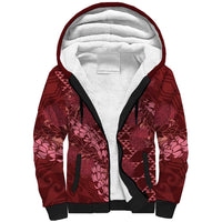 Maroon Aloha Hawaii Sherpa Hoodie Hawaiian Kakau Ohia Lehua Lei LT14 Unisex Maroon - Polynesian Pride