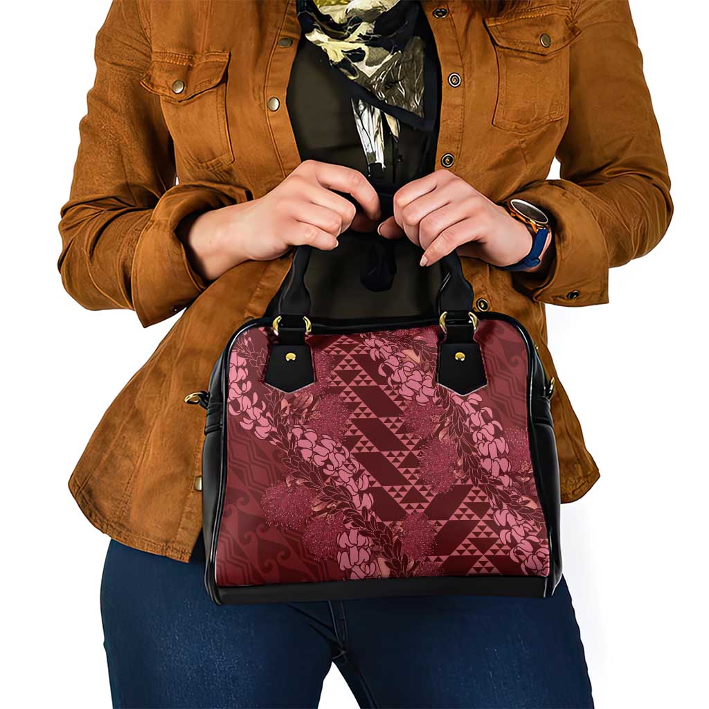Maroon Aloha Hawaii Shoulder Handbag Hawaiian Kakau Ohia Lehua Lei - Polynesian Pride