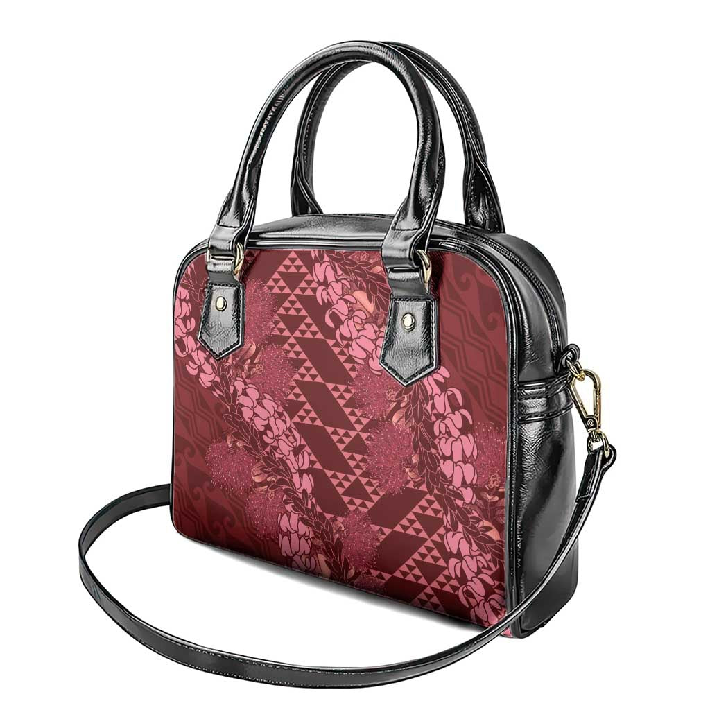 Maroon Aloha Hawaii Shoulder Handbag Hawaiian Kakau Ohia Lehua Lei - Polynesian Pride