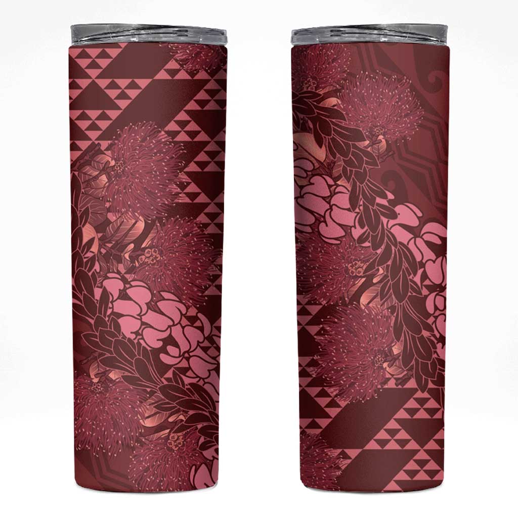 Maroon Aloha Hawaii Skinny Tumbler Hawaiian Kakau Ohia Lehua Lei LT14 Maroon - Polynesian Pride