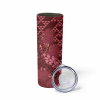 Maroon Aloha Hawaii Skinny Tumbler Hawaiian Kakau Ohia Lehua Lei LT14 - Polynesian Pride