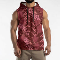 Maroon Aloha Hawaii Sleeveless Hoodie Hawaiian Kakau Ohia Lehua Lei LT14 - Polynesian Pride