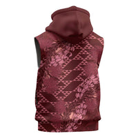Maroon Aloha Hawaii Sleeveless Zip Hoodie Hawaiian Kakau Ohia Lehua Lei LT14 - Polynesian Pride