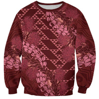 Maroon Aloha Hawaii Sweatshirt Hawaiian Kakau Ohia Lehua Lei LT14 Unisex Maroon - Polynesian Pride
