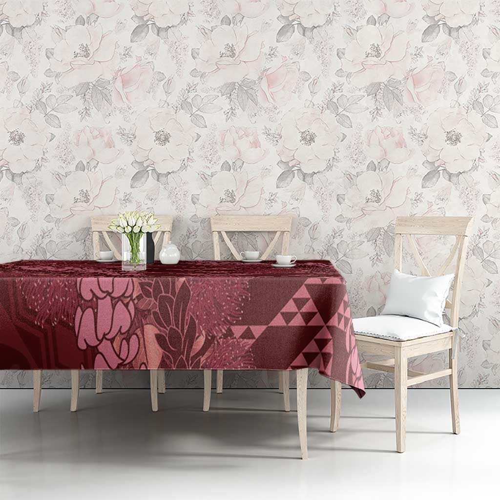 Maroon Aloha Hawaii Tablecloth Hawaiian Kakau Ohia Lehua Lei - Polynesian Pride