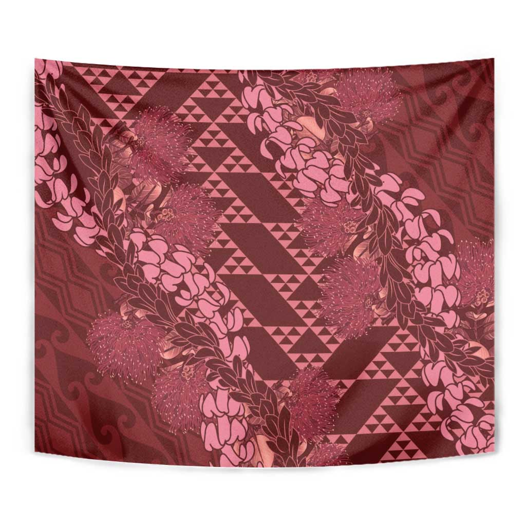 Maroon Aloha Hawaii Tapestry Hawaiian Kakau Ohia Lehua Lei - Polynesian Pride