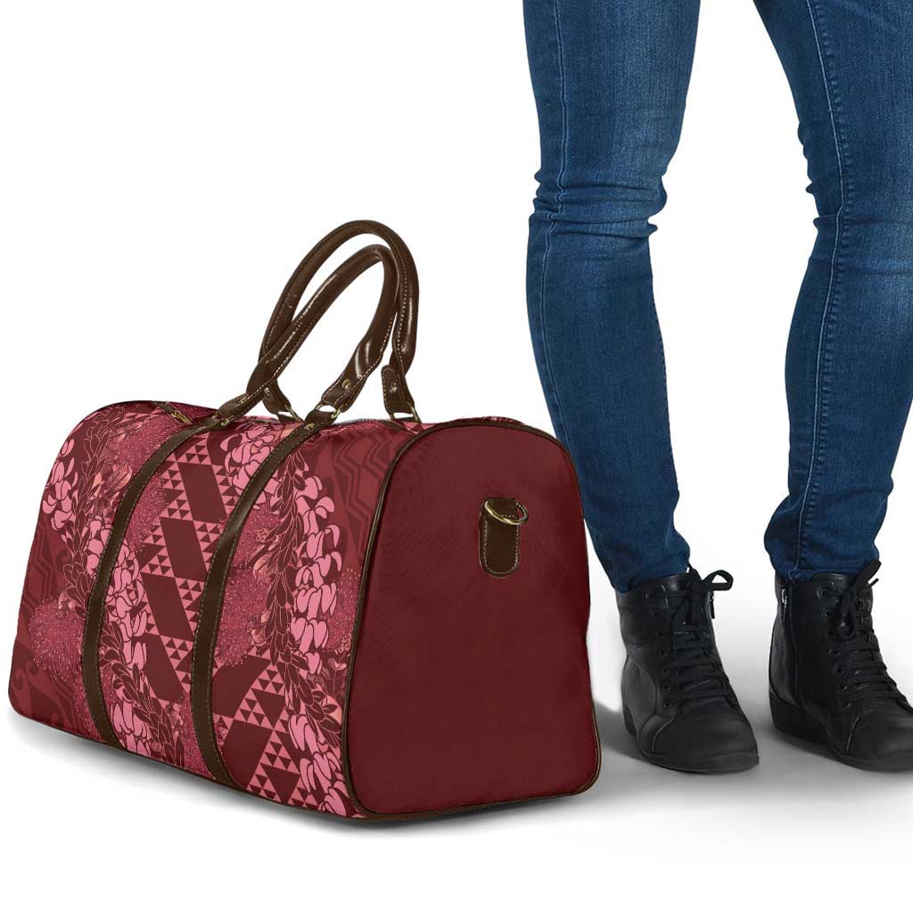 Maroon Aloha Hawaii Travel Bag Hawaiian Kakau Ohia Lehua Lei - Polynesian Pride