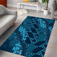 Naval Night Aloha Hawaii Area Rug Hawaiian Kakau Ohia Lehua Lei - Polynesian Pride