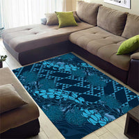 Naval Night Aloha Hawaii Area Rug Hawaiian Kakau Ohia Lehua Lei - Polynesian Pride
