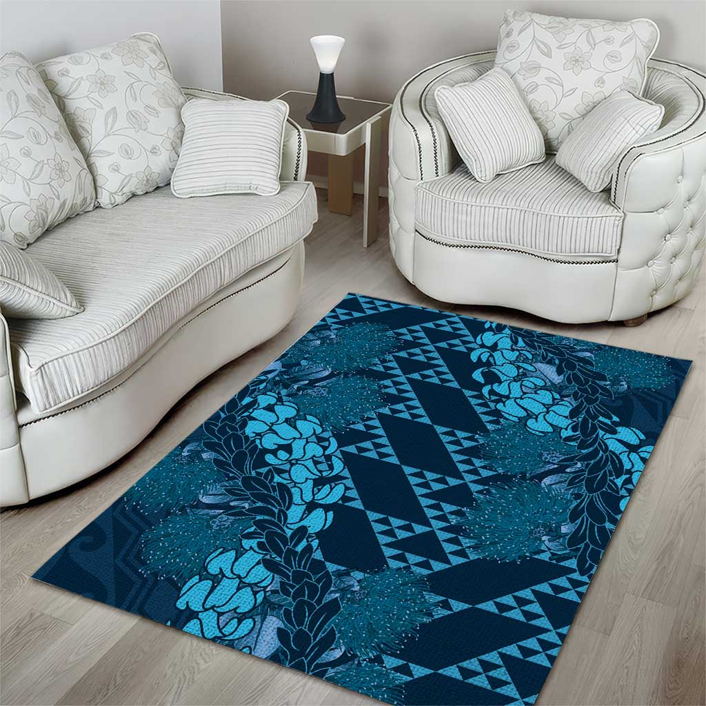 Naval Night Aloha Hawaii Area Rug Hawaiian Kakau Ohia Lehua Lei - Polynesian Pride
