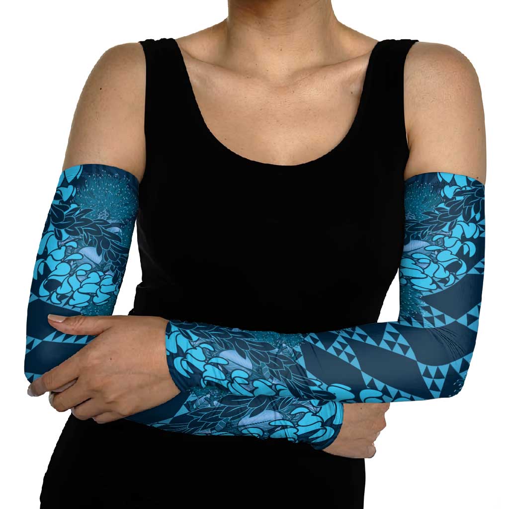 Naval Night Aloha Hawaii Arm Sleeves Hawaiian Kakau Ohia Lehua Lei - Polynesian Pride