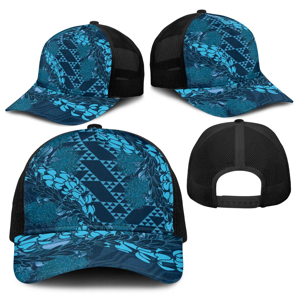 Naval Night Aloha Hawaii Baseball Net Cap Hawaiian Kakau Ohia Lehua Lei - Polynesian Pride