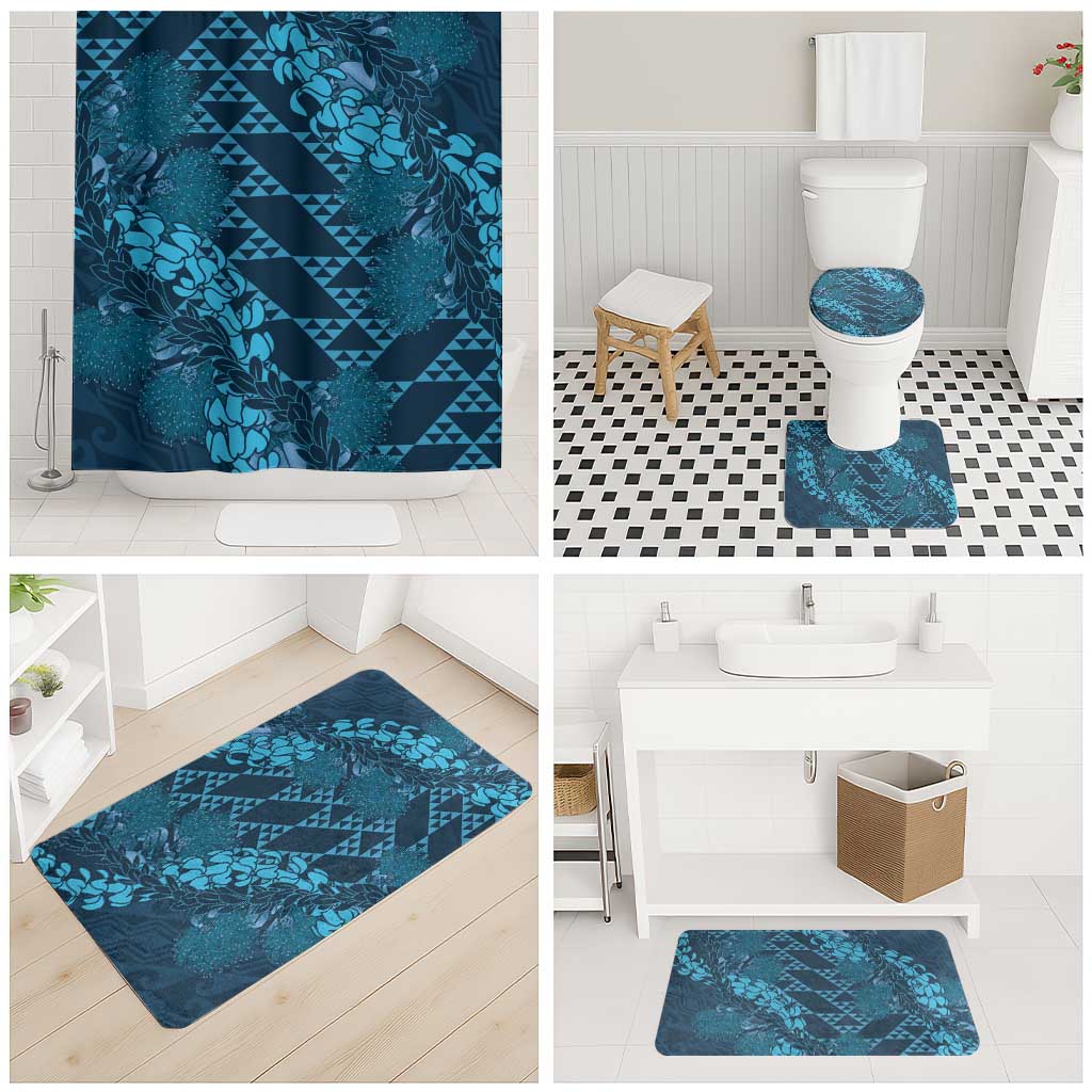 Naval Night Aloha Hawaii Bathroom Set Hawaiian Kakau Ohia Lehua Lei - Polynesian Pride