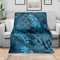 Naval Night Aloha Hawaii Blanket Hawaiian Kakau Ohia Lehua Lei - Polynesian Pride