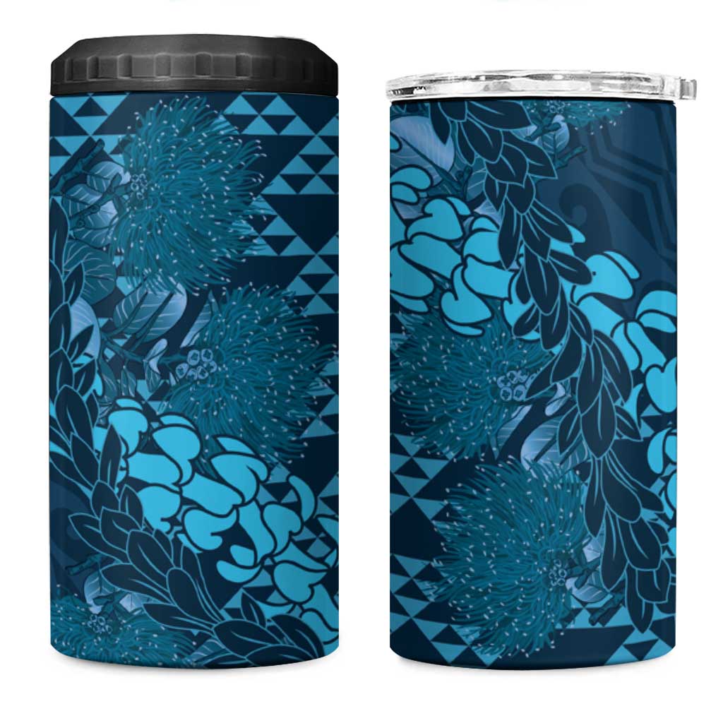 Naval Night Aloha Hawaii 4 in 1 Can Cooler Tumbler Hawaiian Kakau Ohia Lehua Lei LT14 One Size: 16 oz Blue - Polynesian Pride