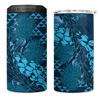 Naval Night Aloha Hawaii 4 in 1 Can Cooler Tumbler Hawaiian Kakau Ohia Lehua Lei LT14 One Size: 16 oz Blue - Polynesian Pride