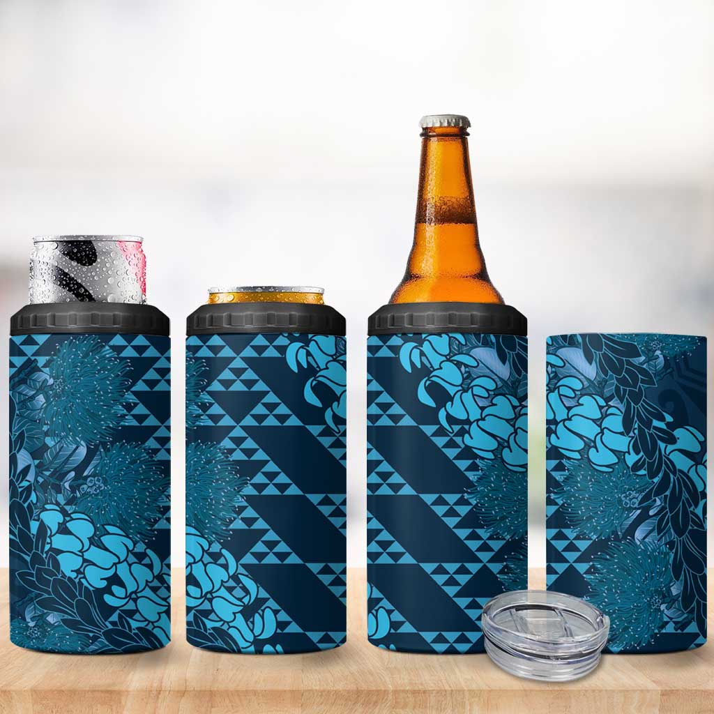 Naval Night Aloha Hawaii 4 in 1 Can Cooler Tumbler Hawaiian Kakau Ohia Lehua Lei LT14 - Polynesian Pride