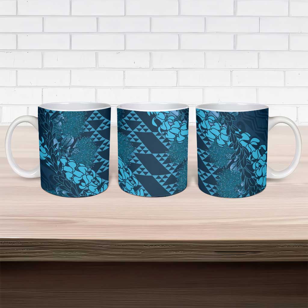 Naval Night Aloha Hawaii Ceramic Mug Hawaiian Kakau Ohia Lehua Lei - Polynesian Pride