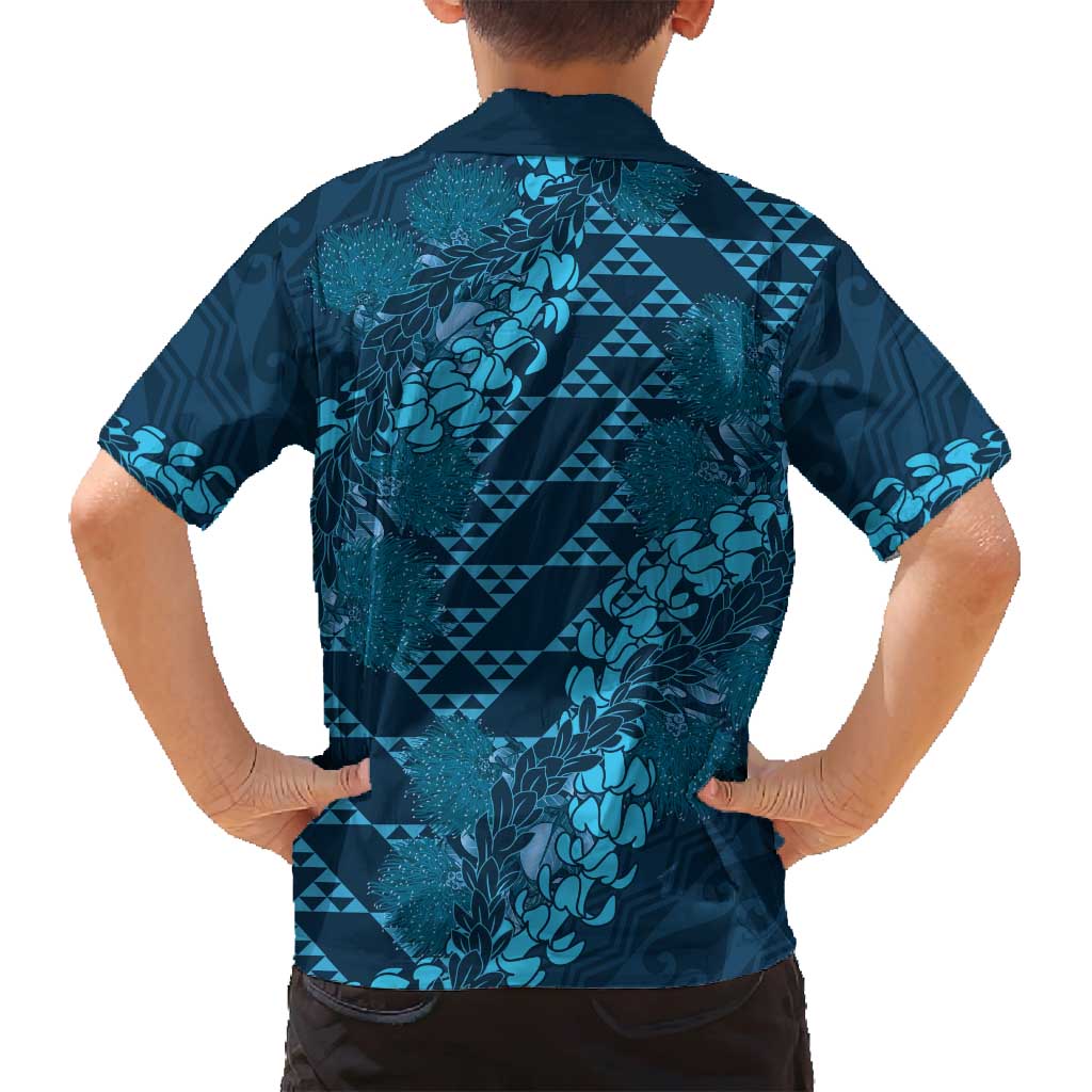 Naval Night Aloha Hawaii Family Matching Off Shoulder Maxi Dress and Hawaiian Shirt Hawaiian Kakau Ohia Lehua Lei LT14 - Polynesian Pride