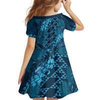 Naval Night Aloha Hawaii Family Matching Off Shoulder Short Dress and Hawaiian Shirt Hawaiian Kakau Ohia Lehua Lei LT14 - Polynesian Pride