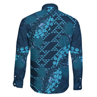 Naval Night Aloha Hawaii Family Matching Off Shoulder Short Dress and Hawaiian Shirt Hawaiian Kakau Ohia Lehua Lei LT14 - Polynesian Pride