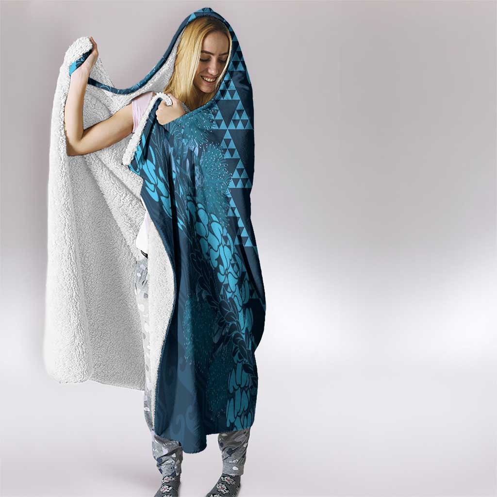 Naval Night Aloha Hawaii Hooded Blanket Hawaiian Kakau Ohia Lehua Lei - Polynesian Pride