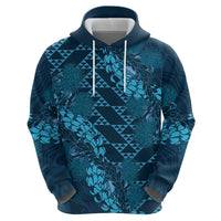 Naval Night Aloha Hawaii Hoodie Hawaiian Kakau Ohia Lehua Lei - Polynesian Pride