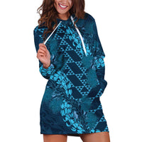 Naval Night Aloha Hawaii Hoodie Dress Hawaiian Kakau Ohia Lehua Lei LT14 Blue - Polynesian Pride
