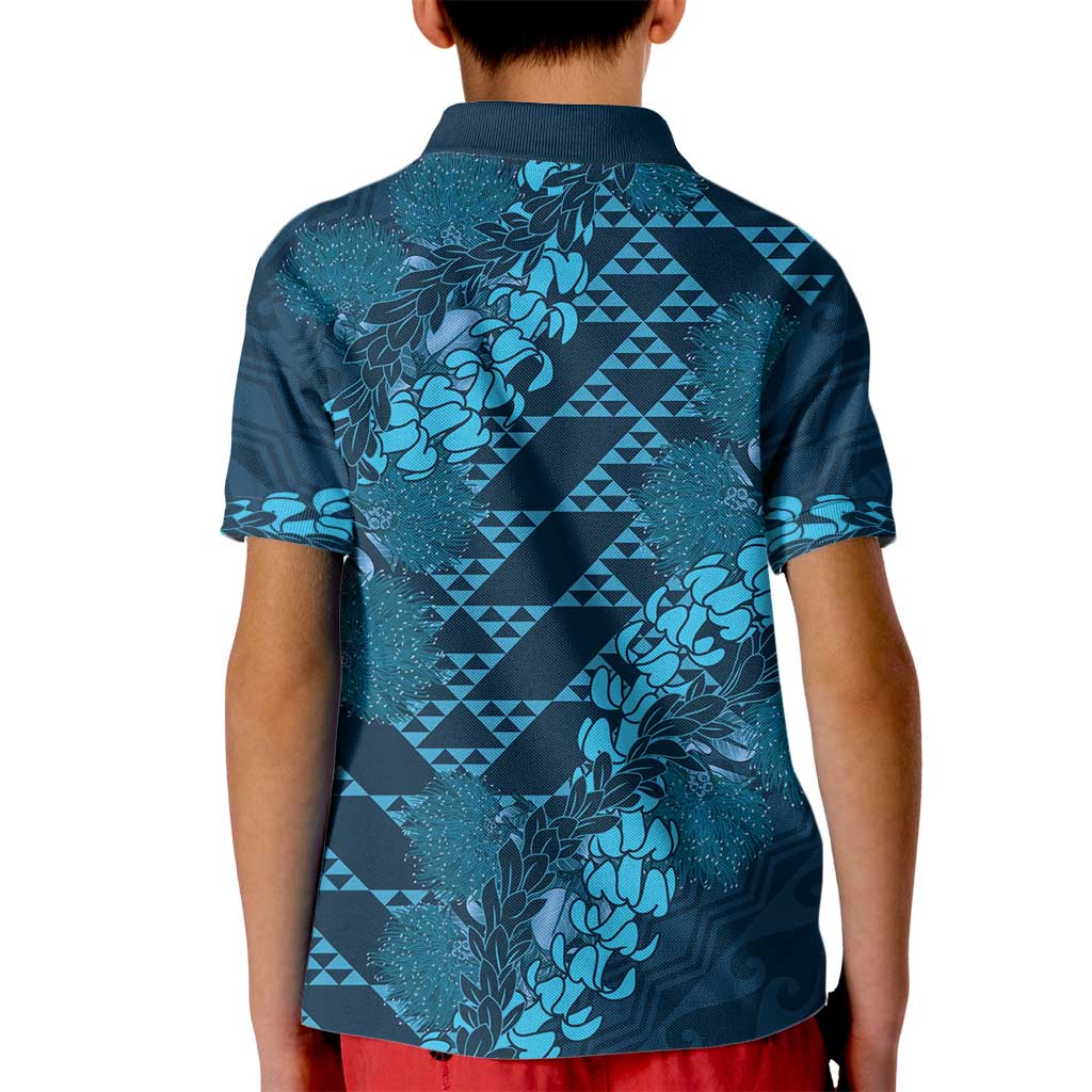 Naval Night Aloha Hawaii Kid Polo Shirt Hawaiian Kakau Ohia Lehua Lei LT14 - Polynesian Pride