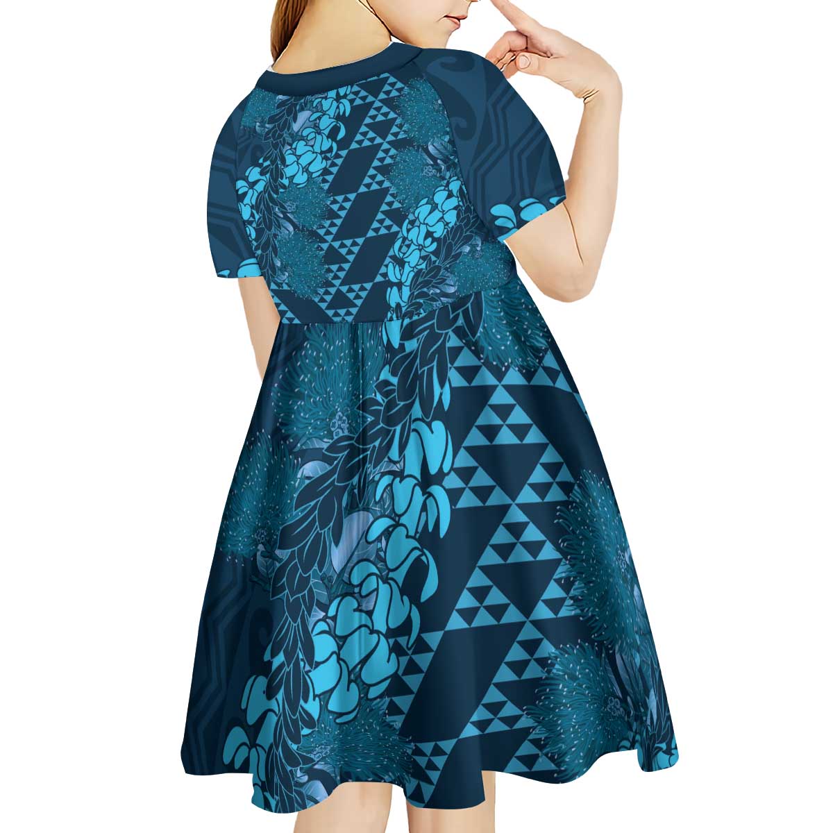 Naval Night Aloha Hawaii Kid Short Sleeve Dress Hawaiian Kakau Ohia Lehua Lei LT14 - Polynesian Pride