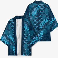 Naval Night Aloha Hawaii Kimono Hawaiian Kakau Ohia Lehua Lei - Polynesian Pride