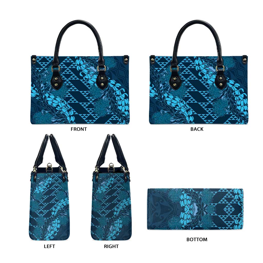Naval Night Aloha Hawaii Leather Bag Hawaiian Kakau Ohia Lehua Lei - Polynesian Pride