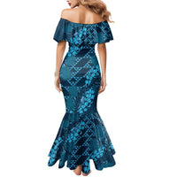 Naval Night Aloha Hawaii Mermaid Dress Hawaiian Kakau Ohia Lehua Lei LT14 - Polynesian Pride