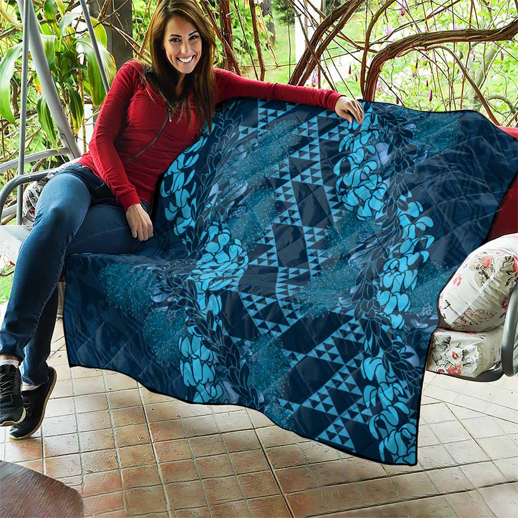 Naval Night Aloha Hawaii Quilt Hawaiian Kakau Ohia Lehua Lei LT14 - Polynesian Pride