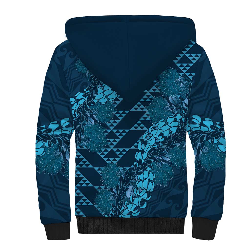 Naval Night Aloha Hawaii Sherpa Hoodie Hawaiian Kakau Ohia Lehua Lei LT14 - Polynesian Pride