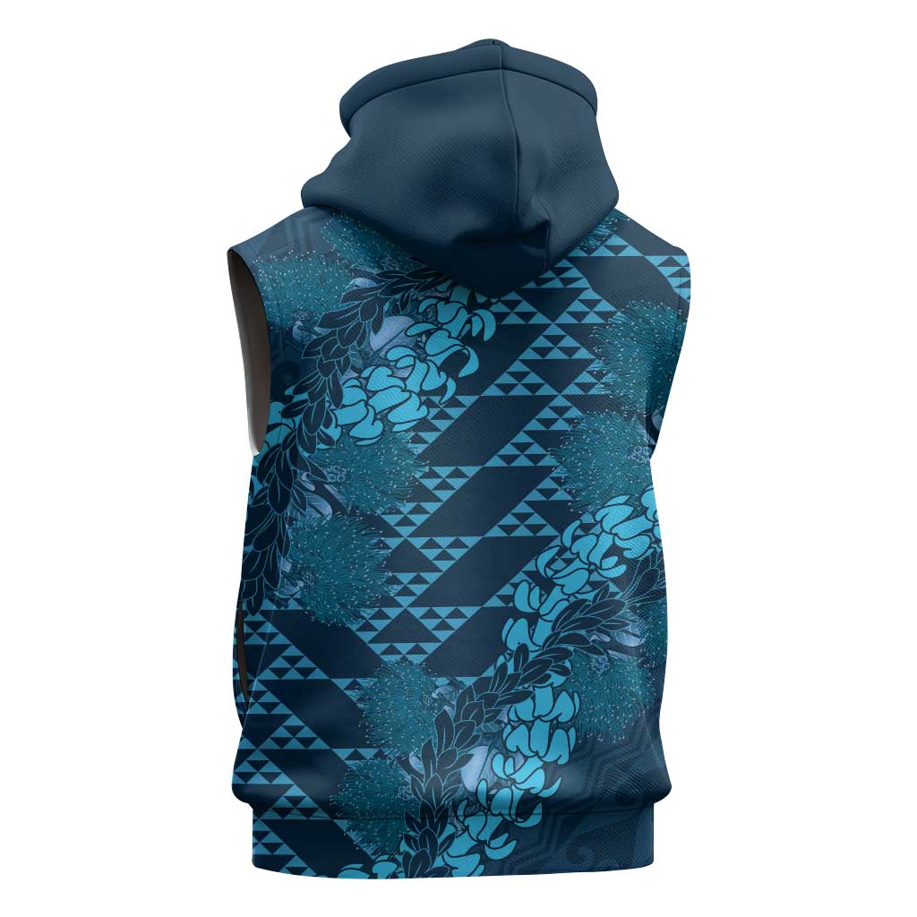 Naval Night Aloha Hawaii Sleeveless Hoodie Hawaiian Kakau Ohia Lehua Lei LT14 - Polynesian Pride