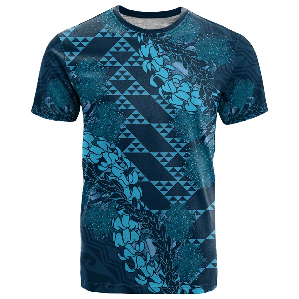 Naval Night Aloha Hawaii T Shirt Hawaiian Kakau Ohia Lehua Lei - Polynesian Pride