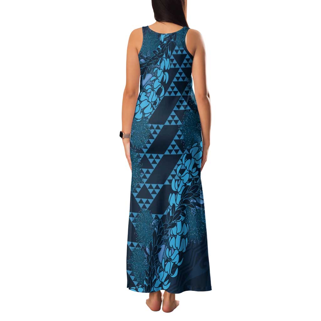 Naval Night Aloha Hawaii Tank Maxi Dress Hawaiian Kakau Ohia Lehua Lei LT14 - Polynesian Pride