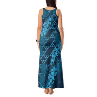 Naval Night Aloha Hawaii Tank Maxi Dress Hawaiian Kakau Ohia Lehua Lei LT14 - Polynesian Pride