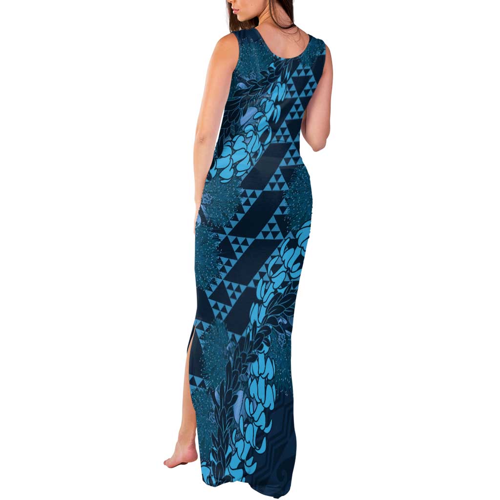 Naval Night Aloha Hawaii Tank Maxi Dress Hawaiian Kakau Ohia Lehua Lei LT14 - Polynesian Pride