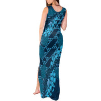 Naval Night Aloha Hawaii Tank Maxi Dress Hawaiian Kakau Ohia Lehua Lei LT14 - Polynesian Pride