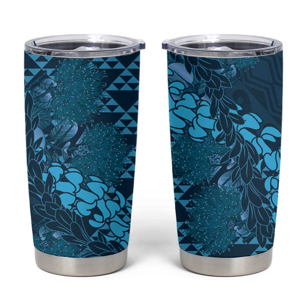 Naval Night Aloha Hawaii Tumbler Cup Hawaiian Kakau Ohia Lehua Lei - Polynesian Pride