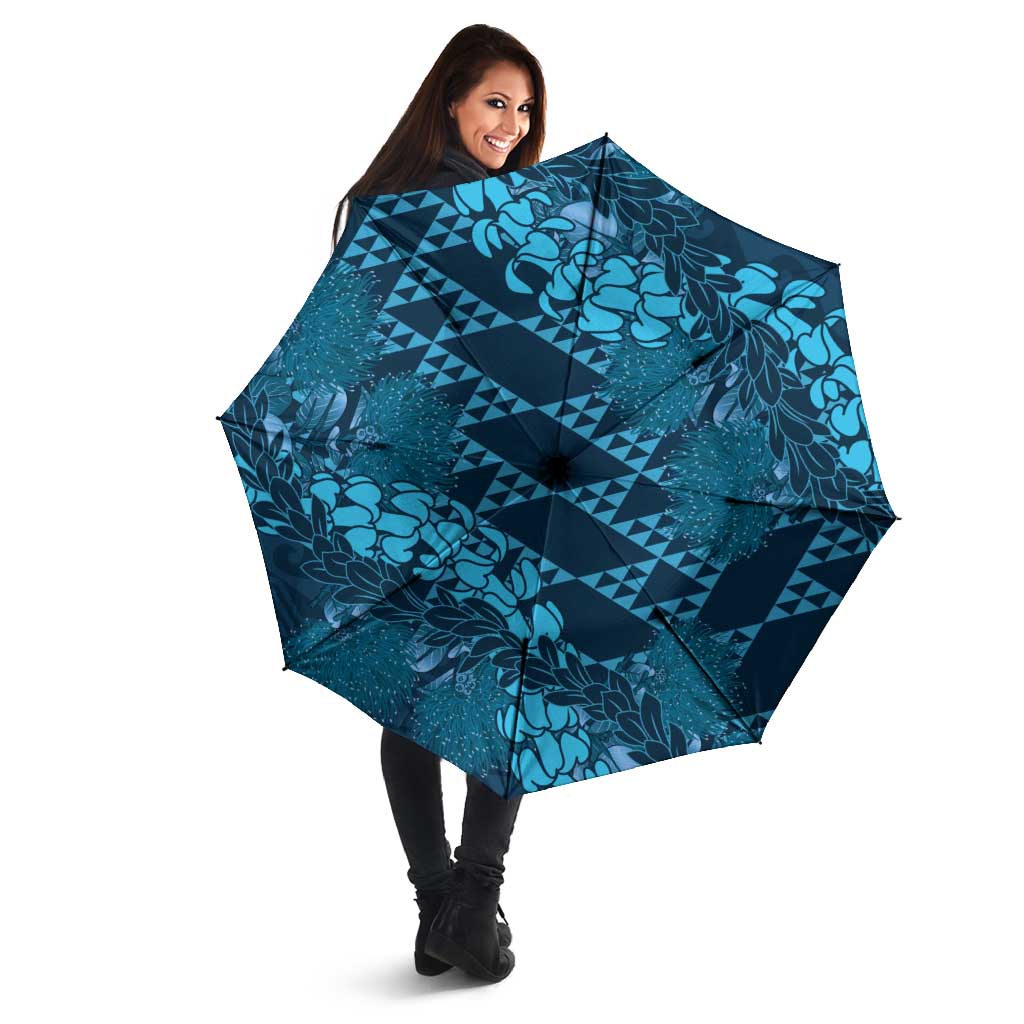 Naval Night Aloha Hawaii Umbrella Hawaiian Kakau Ohia Lehua Lei - Polynesian Pride