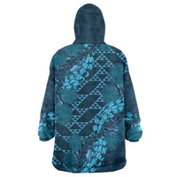 Naval Night Aloha Hawaii Wearable Blanket Hoodie Hawaiian Kakau Ohia Lehua Lei LT14 - Polynesian Pride