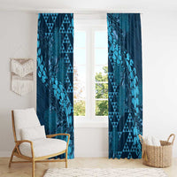 Naval Night Aloha Hawaii Window Curtain Hawaiian Kakau Ohia Lehua Lei - Polynesian Pride