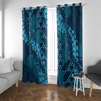 Naval Night Aloha Hawaii Window Curtain Hawaiian Kakau Ohia Lehua Lei - Polynesian Pride