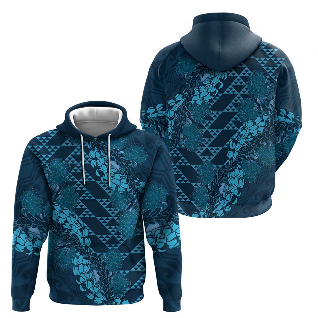 Naval Night Aloha Hawaii Zip Hoodie Hawaiian Kakau Ohia Lehua Lei - Polynesian Pride