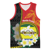 Personalised PNG Morobe Provins Basketball Jersey Papua New Guinea Plumeria Melanesian Pattern LT14 Unisex Red - Polynesian Pride