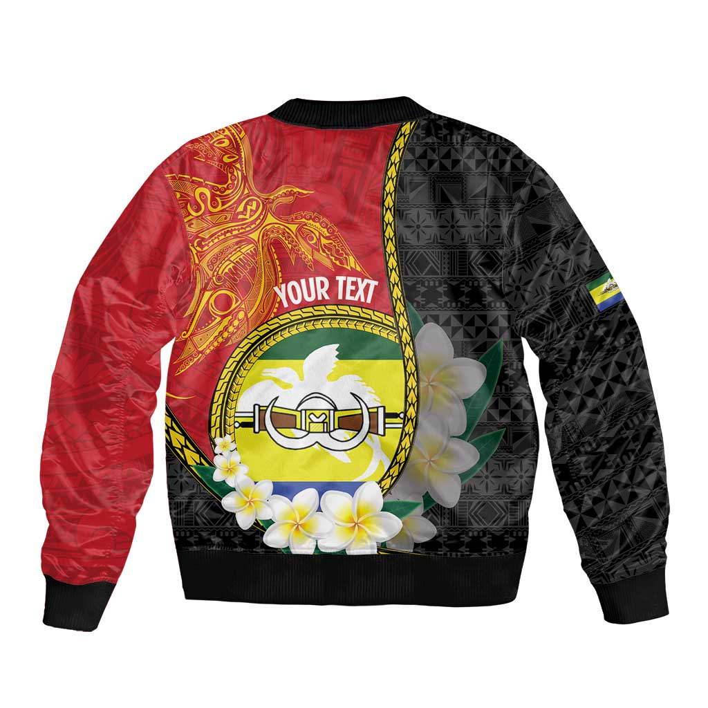 Personalised PNG Morobe Provins Bomber Jacket Papua New Guinea Plumeria Melanesian Pattern - Polynesian Pride